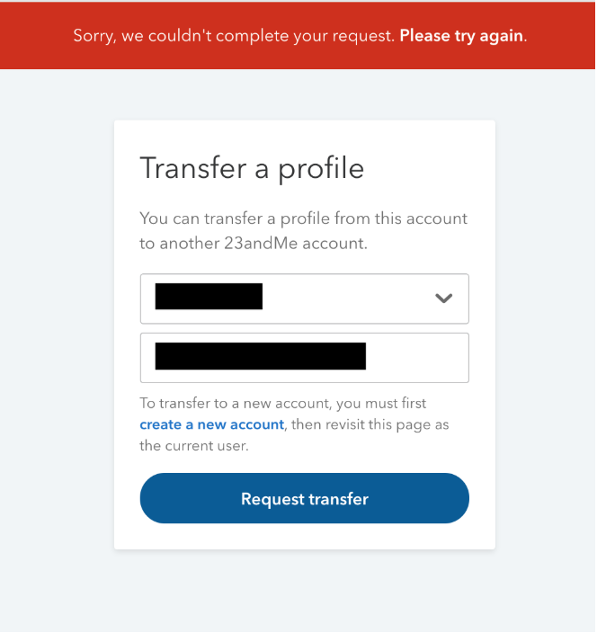 Image says Sorry, we couldn't complete your request. Please try again